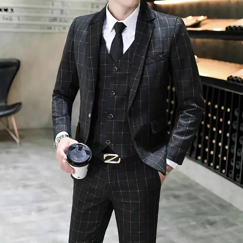 Plaid tuxedo vest best sale