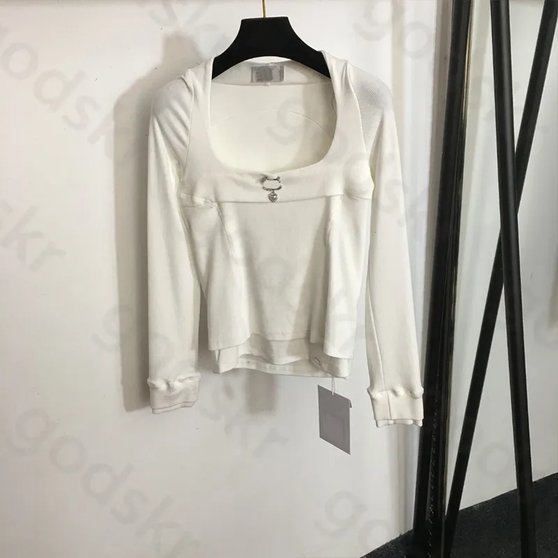 Chemise à col carré sexy pour femmes, t-shirt à manches longues, Slim, à la mode, de styliste, à Base classique