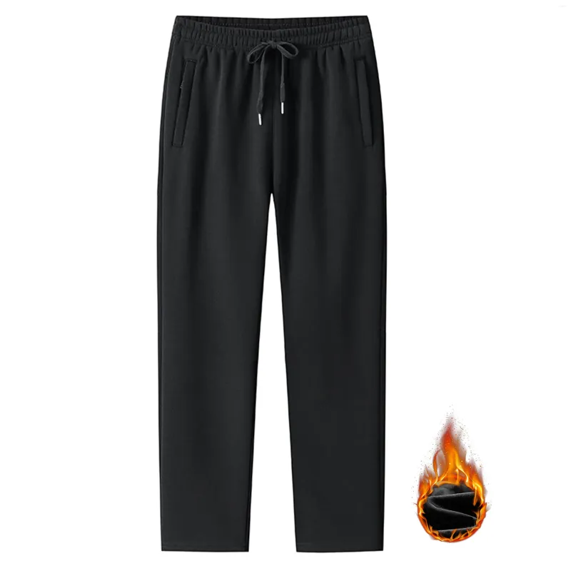 Pantaloni da uomo Pantaloni sportivi in pile Cotone Casual Lounge sportivo con gamba aperta sul fondo con tasche con cerniera