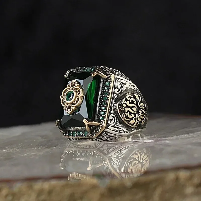 Anillos De Boda Vintage Mano Grabado Patron Anillo De Sello Turco Para Hombres Conjunto De Moda Sello De Piedra Verde Joyeria Musulmana Islamica 231204 De 15 77 DHgate