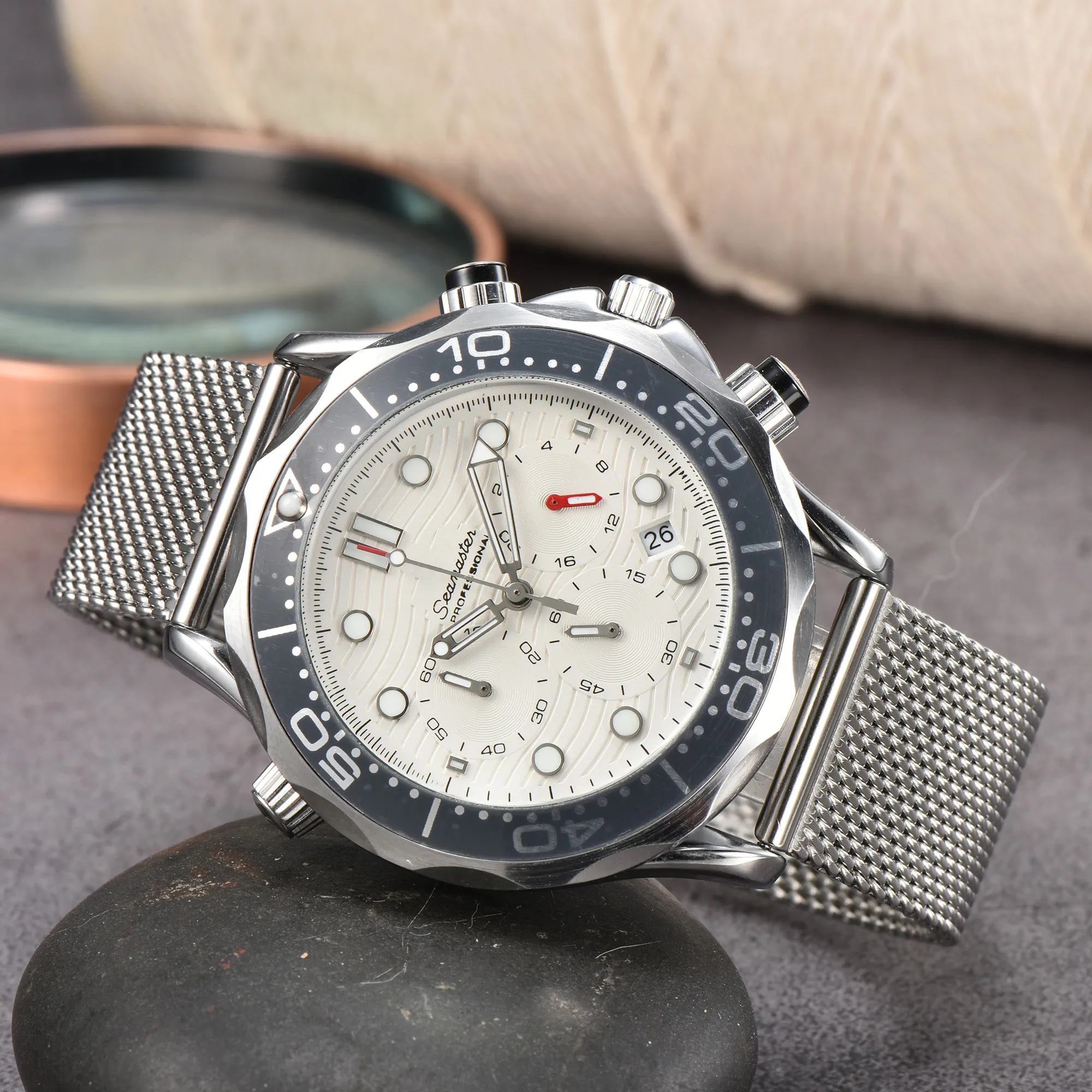 Classic Round Stainless Steel Business Mens Watch Omegas, Quartz