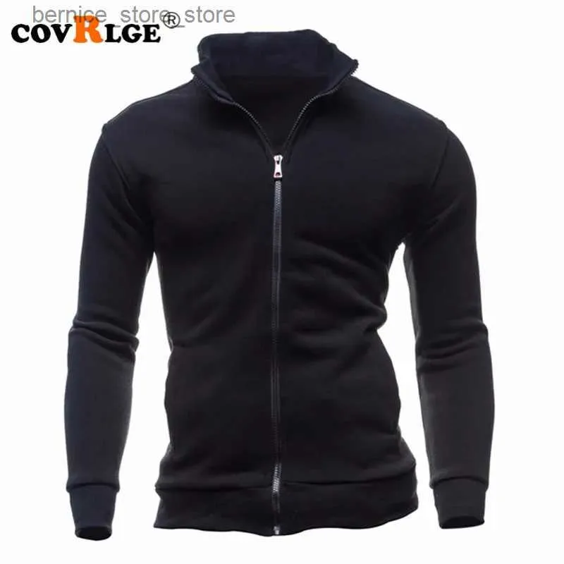 Heren Hoodies Sweatshirts Covrlge Heren Hoodies Jas Mode Fleece Opstaande Kraag Rits Sweatshirt Lente Effen Zak Trui Mannelijke Jas Trainingspak MWW150 Q231204