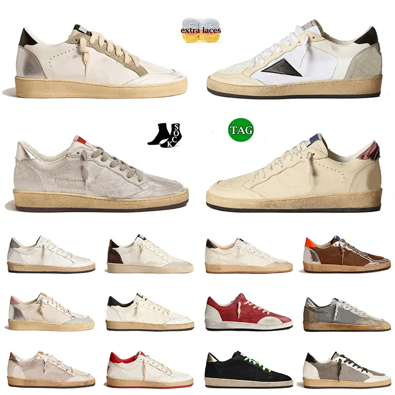 Designer Italië dames Super star vintage noodlijdende paar sneakers Ballstar luxe Gouden Pailletten Oude Vuile Lage Loafers Klassieke Goldens Zwarte Heren Trainers GGBZ PYS1