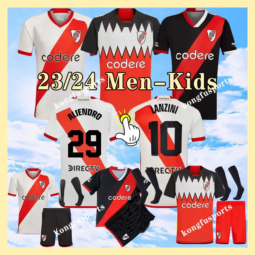 23 24 River Plate Home Soccer Jerseys Barco de la Cruz Quintero Alvarezpratto Fernandez Camisetas Solari Men Kids Kit Set JavaScript 202324 Football Shirts Palacios