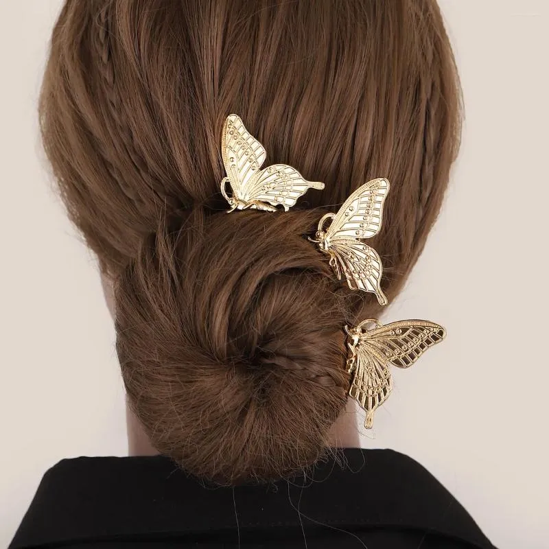 Hair Clips 1PC Elegant Fashion Butterfly Combs For Women Gold Color Insect Bride Headdress Jewelry Accessories Hairpins Headwear