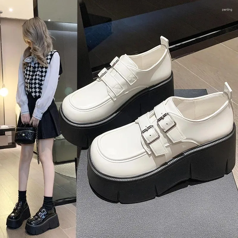 Dress Shoes Spring 2023 Thick Sole Belt Buckle Small Leather Lacquer High Heels Single Women