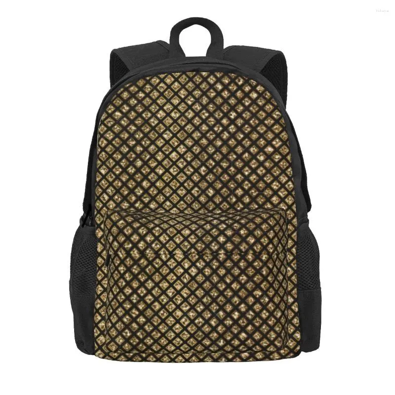 Plecak Złoty Diamentowy wzór Sparkley Tekstura Genialne plecaki College Men Fun Torby w szkole średniej