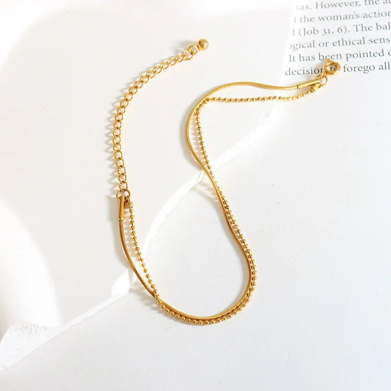 Braccialetti a maglie Bracciale spesso minimalista Catena di corda intrecciata color oro Indossare tutti i giorni Gioielli fatti a mano per regali da donna