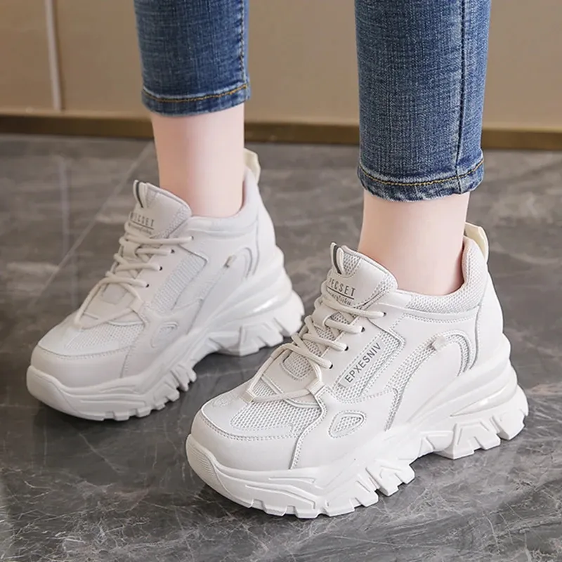 Height Increasing Shoes Rimocy Hidden Heels Sneakers for Women Breathable Mesh Platform Sports Shoes Woman Mix Color Height Increasing Casual Shoes 231204