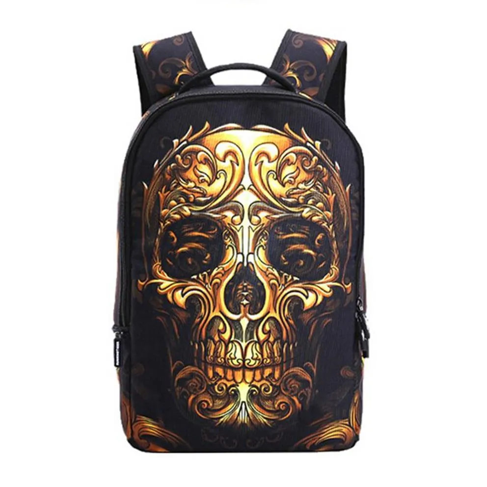 Sırt çantası moda kafatası baskı tasarımcısı sırt çantaları öğrenciler okul polyester seyahat çantaları 8 color275u