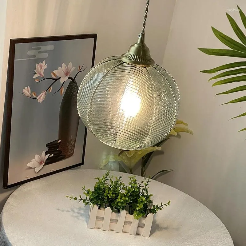 Lâmpadas pendentes todo cobre verde jardim lustre de vidro cozinha sala de jantar lâmpada criativa el estudo quarto designer decoração de casa