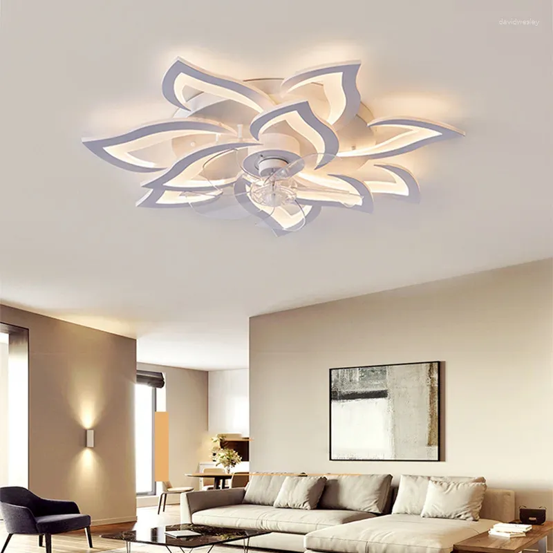 Lampe de ventilateur de plafond intelligente moderne LED lumière silencieuse pour décor de chambre à coucher ventilateurs minimalistes de salle à manger