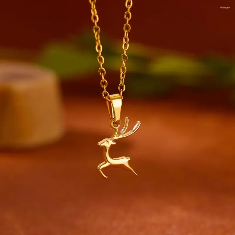 Pendant Necklaces Stainless Steel Necklace For Women Clavicle Chain Christmas Deer Vintage Party Couple Jewelry Gift