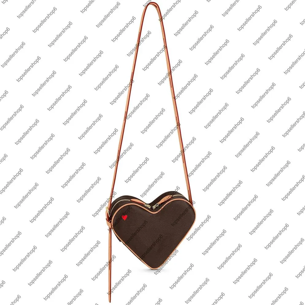 M57456 Coeur Mini Mini Desinger Red Heart Heart Heart Heart Heart Heart Heart Leather Leather Women Canvas Embossed Crossbody Evening Dellound Bag Purse1907