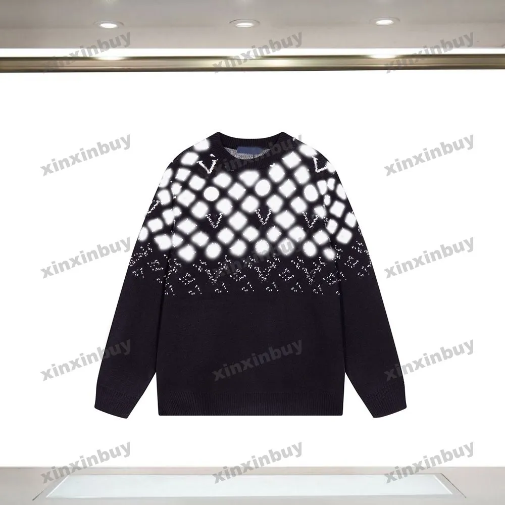 Xinxinbuy Men Designer Hoodie Sweatshirt Gradient Letter Jacquard 1854 Långärmad kvinnor Blue Black White Grey M-2XL