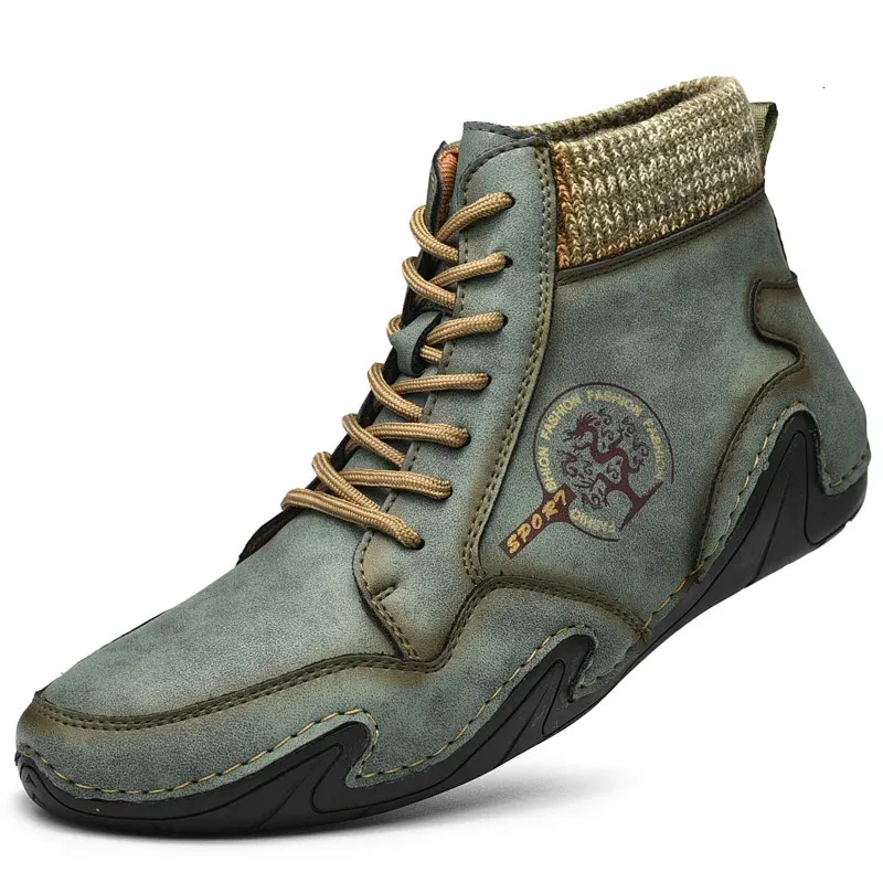 أحذية شتاء الرجال الجلود مع فرو الثلج الراحة الحذاء غير الرسمي أحذية أحذية عالية أعلى غرب الكاحل مقاوم للماء 231204