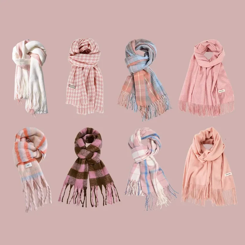 Sciarpe Rosa Invernali da Donna Pashmina Feel Scialli Avvolge Abiti da Sera Grandi Caldi Morbidi 231204