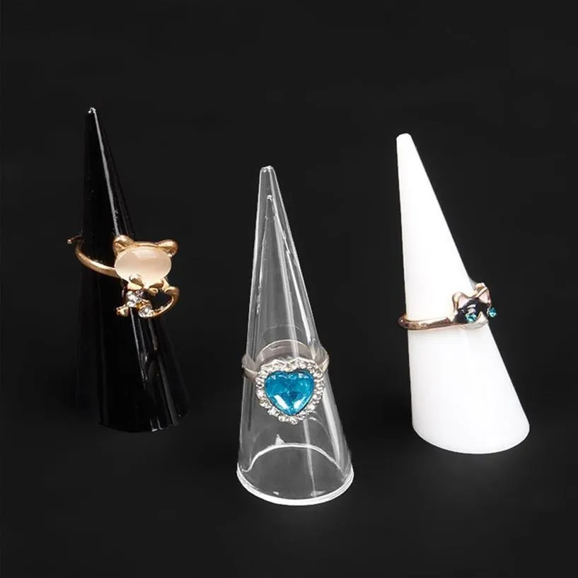 20pcs wiele moda popularna mini akrylowa biżuteria palcem Pierścień Pierścień Pierścień Trójkąt stożka biżuteria na półkę stojak Stand236o