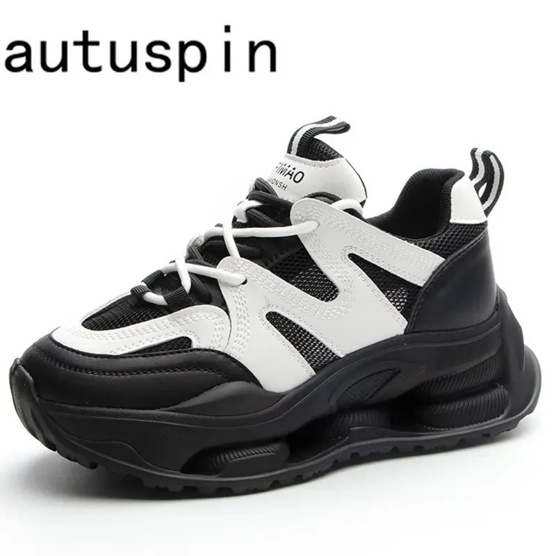 ارتفاع الأحذية أحذية Auutspin 6M زيادة ارتفاع النساء أحذية رياضية الصيف في الهواء الطلق في الهواء الطلق جلدية أصلية Lace-Up Sports Shoes Office Office 231204