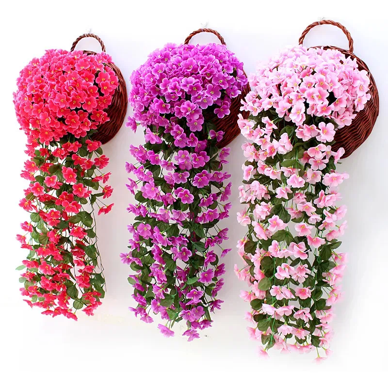 装飾的な花の花輪ヴァイオレット人工フラワーパーティー装飾シミュレーションバレンタインデイウェディングウォールハングバスケットランフェイク231202