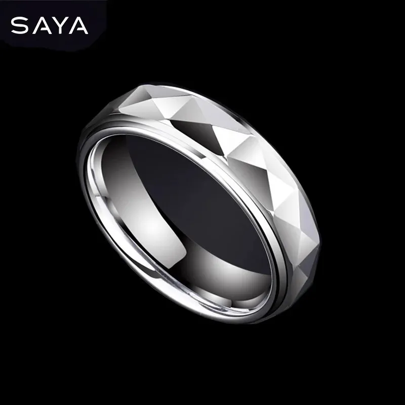 Pierścienie ślubne pierścionek dla mężczyzn w węgliku wolframu kroku ślubne z wieloamężnym pryzmatem