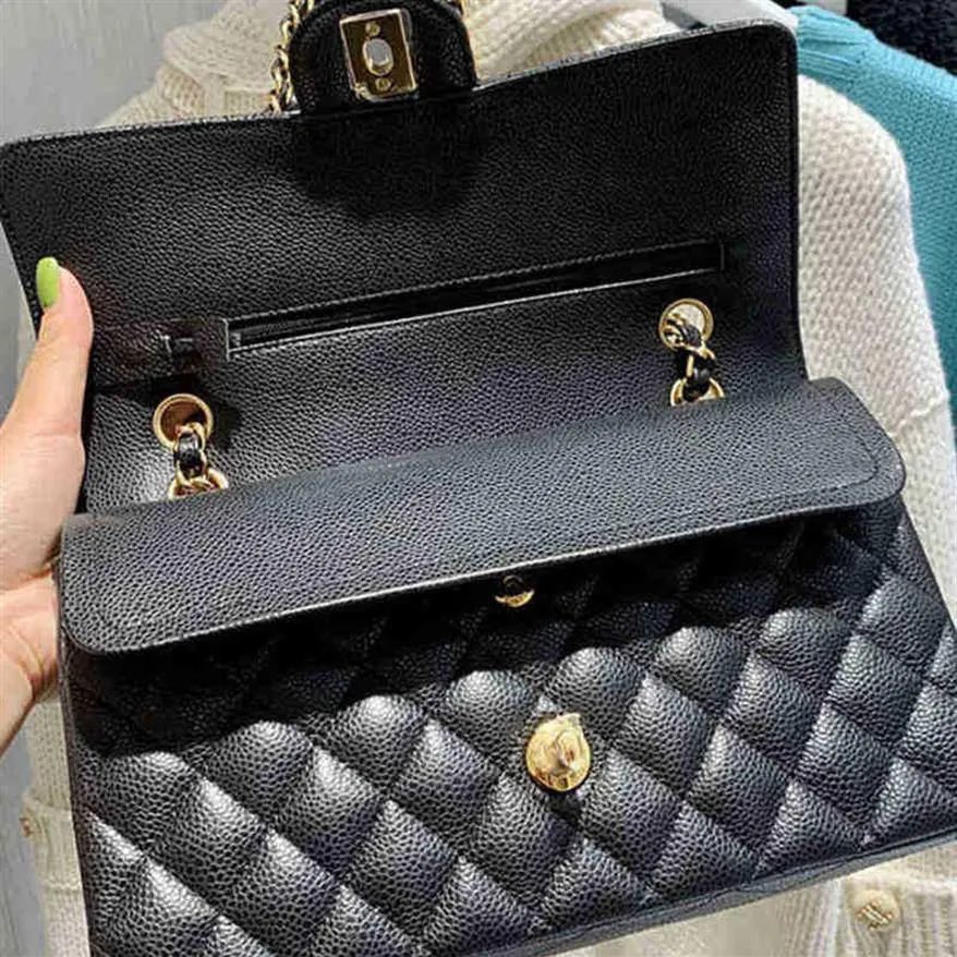 Borse da sera 2022 Designer Caviar 100% borse da donna in vera pelle Portafogli in pelle di vacchetta Messenger Qui cucita Flap1971