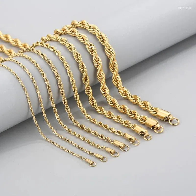 Chains 2/3/4/5/6/7/8mm Gold Color Men Women Rope Long Necklace Punk Stainless Steel Minimalist Twist Chain Jewelry