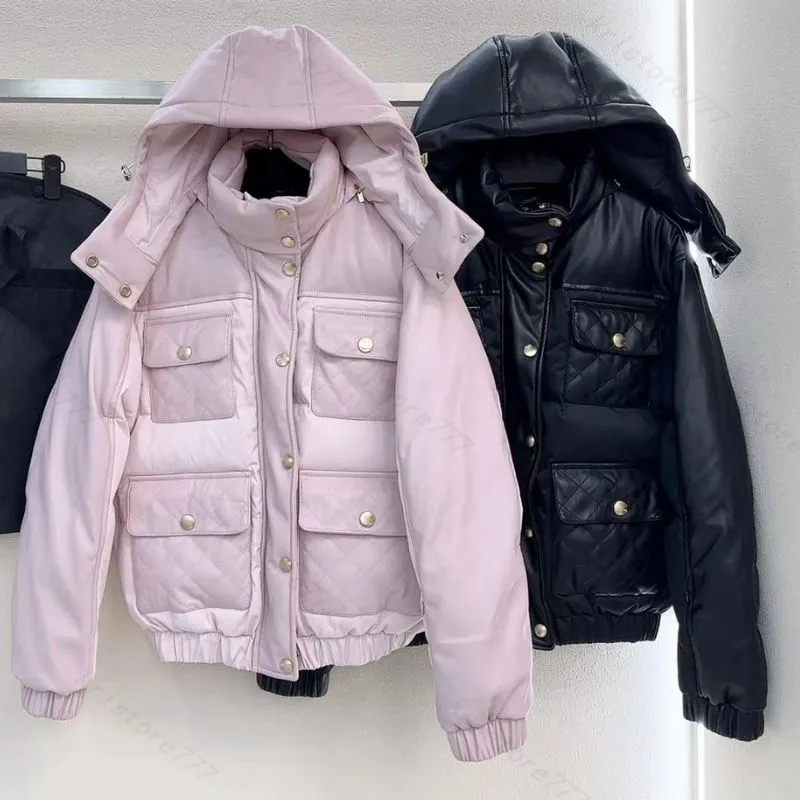 Femmes Sweat à capuche Designer Down Vestes Parka Puffer Veste avec lettre Bouton Lambskin Casual Outdoor Winter Warm Épaissi Zipper Designer Manteaux Veste Tops