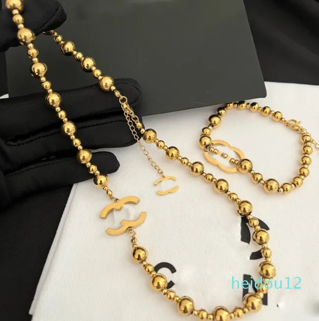 Original designer Jewelry Set Gold Plated Pendants Necklaces Stainless Steel Letters Choker Pendant Necklace Beads Chain Accessories Gifts