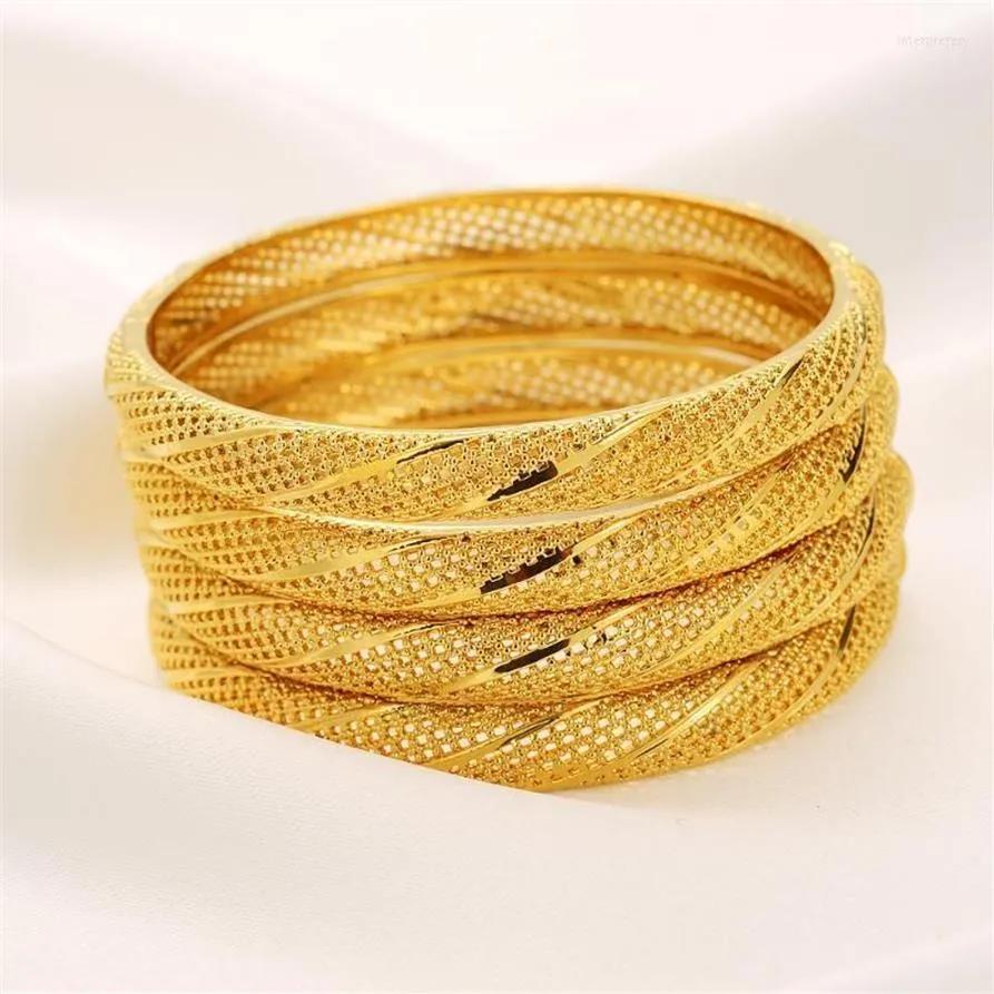 Bangle 24k Bransles 4PCS Gold Color Dubai Indie dla kobiet afrykańskie bransoletki ślubne biżuteria ślubna Prezent BangleBangle Inte2272b