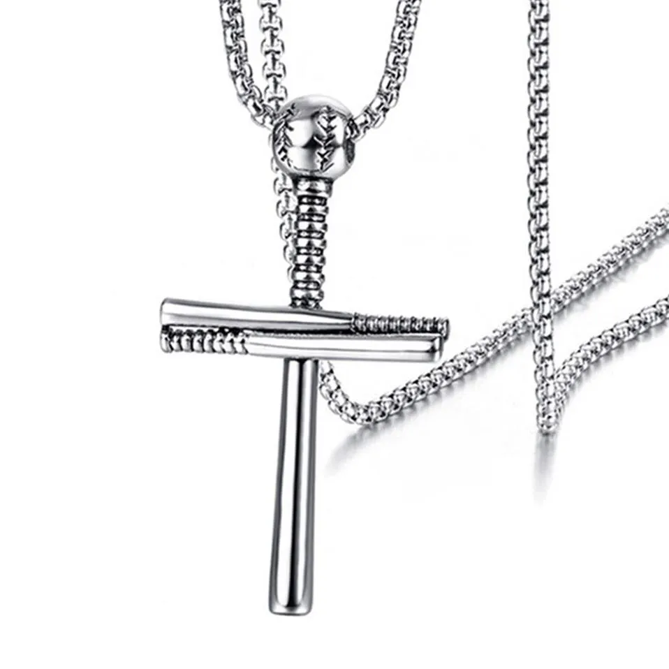 12PCS European and American outdoor baseball cross pendant necklace Fashion personality Man's accessories 3color2943