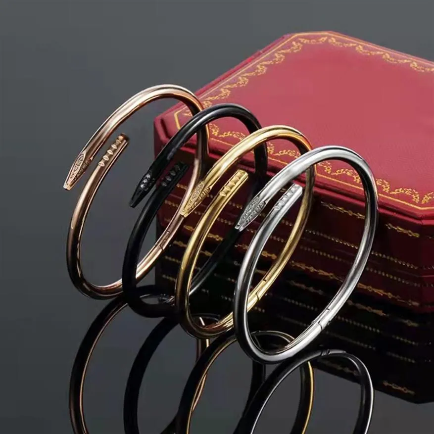 2023 Mode Hommes Manchette Bracelet Pour Femmes Classique Nail Bracelet Designer Couple Bracelets En Cristal De Haute Qualité 316L Titane Platin312R
