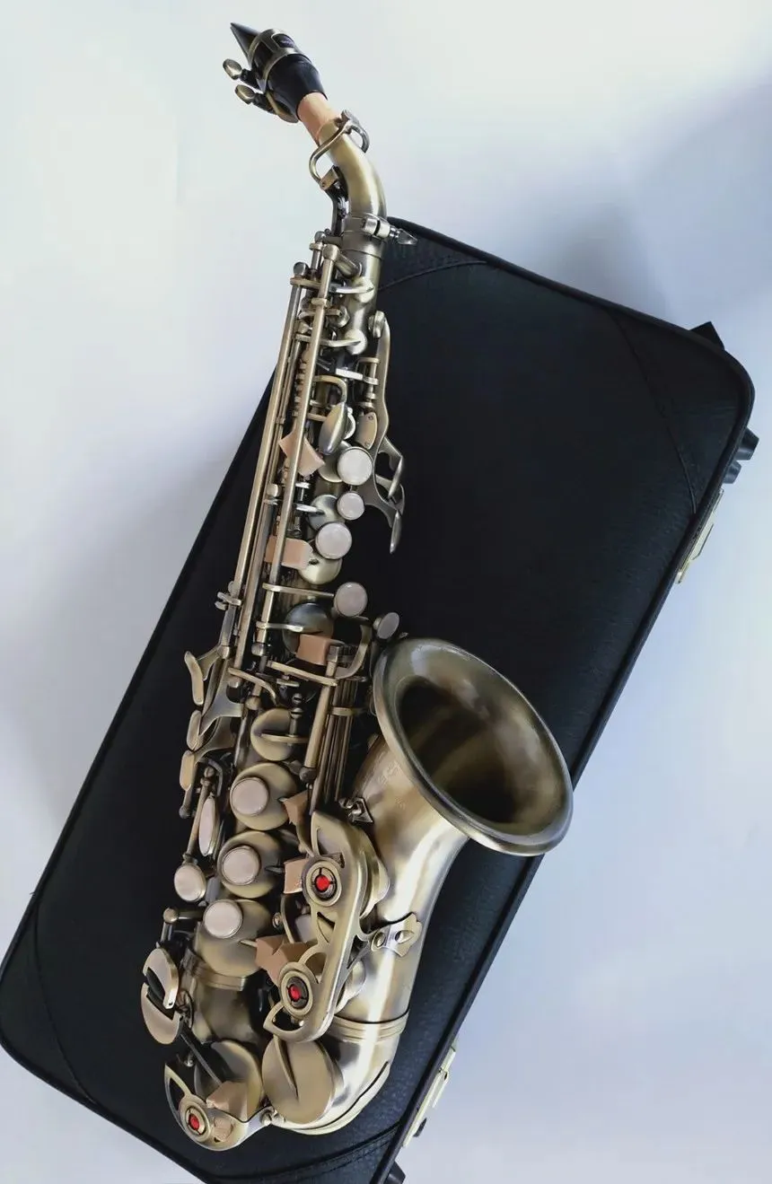 Ny ankomst Soprano Saxofon böjd sax bbtune musikinstrument sax med munstycke professionell klass gratis aaa