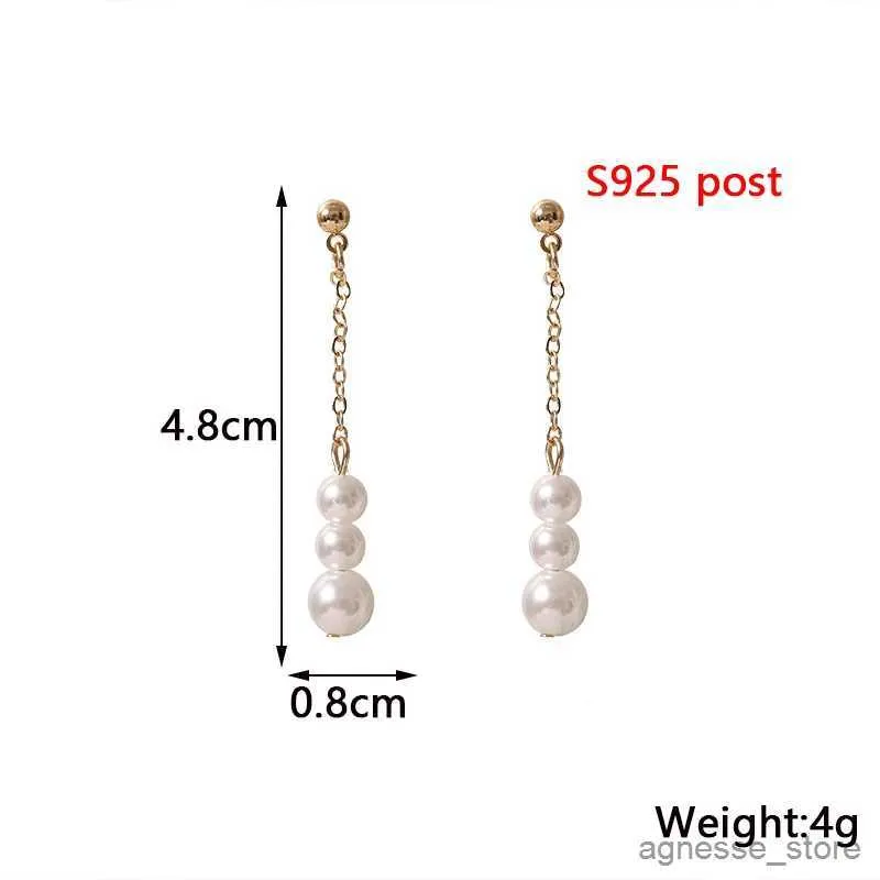 Charme Parel Lange Hangende Oorbellen voor Vrouwen Elegante Witte Gesimuleerde Parel Dangle Oorbellen Drie lagen Onregelmatige Hangers brincos R231204