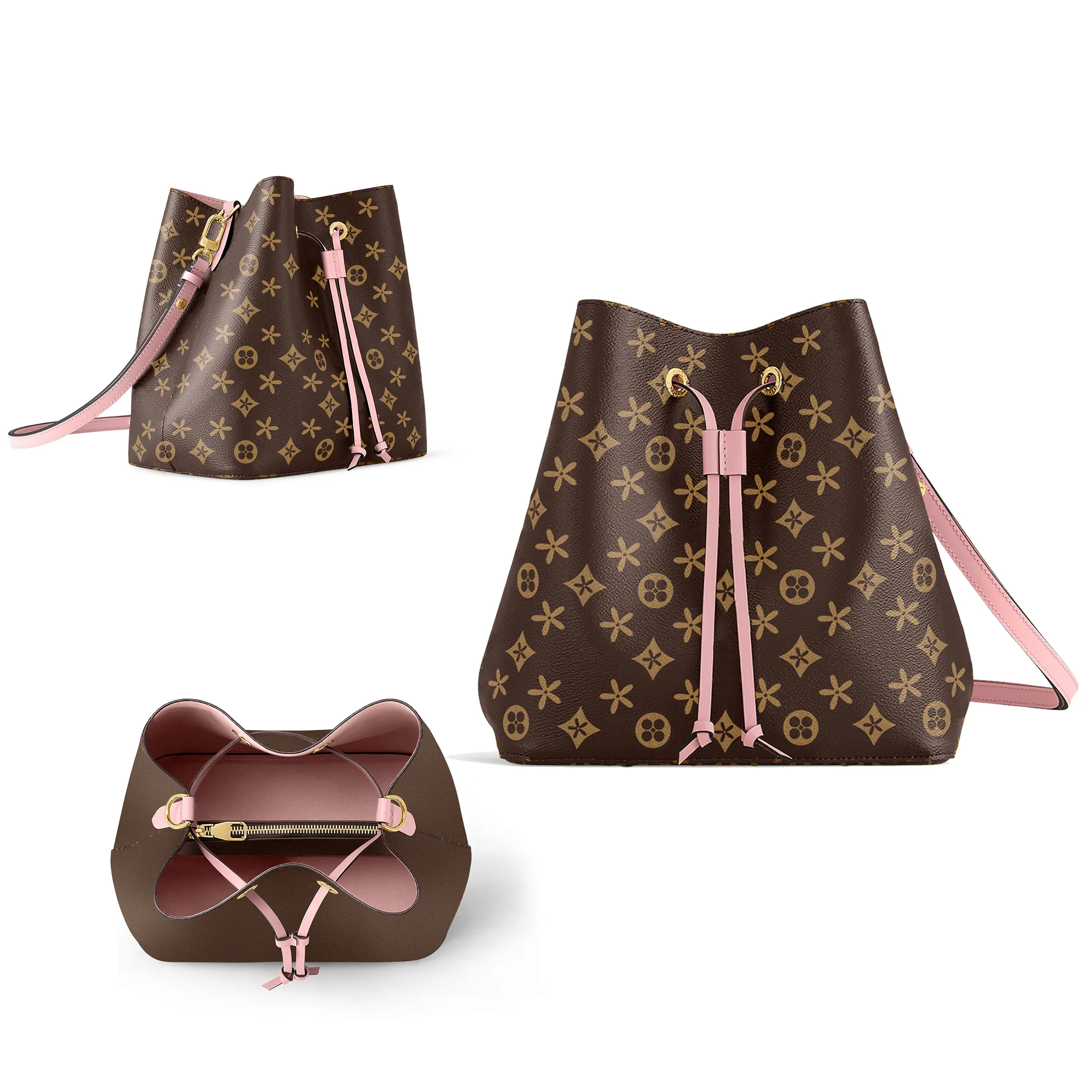 Genuine Leather Drawstring Clutch Bag Designer Strap, Crossbody & Tote