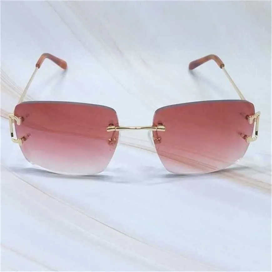 Fashion Mens Rimless Carters Glasses Square Luxury Brand Big Shades Holiday Decoration Popular EyewearKajia New