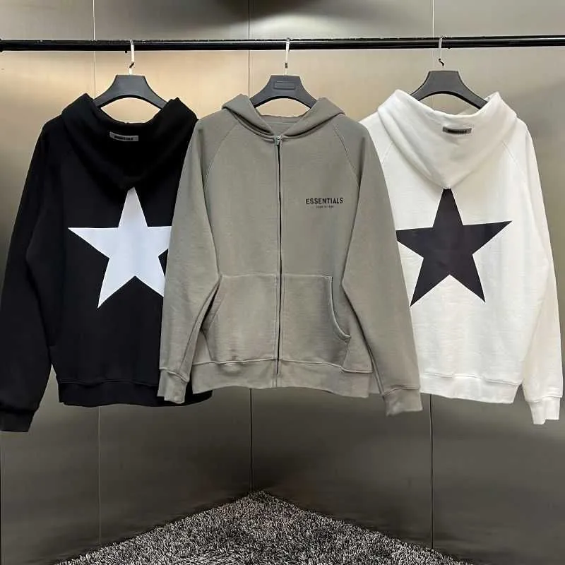 Fog Five Pointed Star Zipper Hoodie for Men's New Instagram Loose and Simple Versatile Fashion Couple Coat
