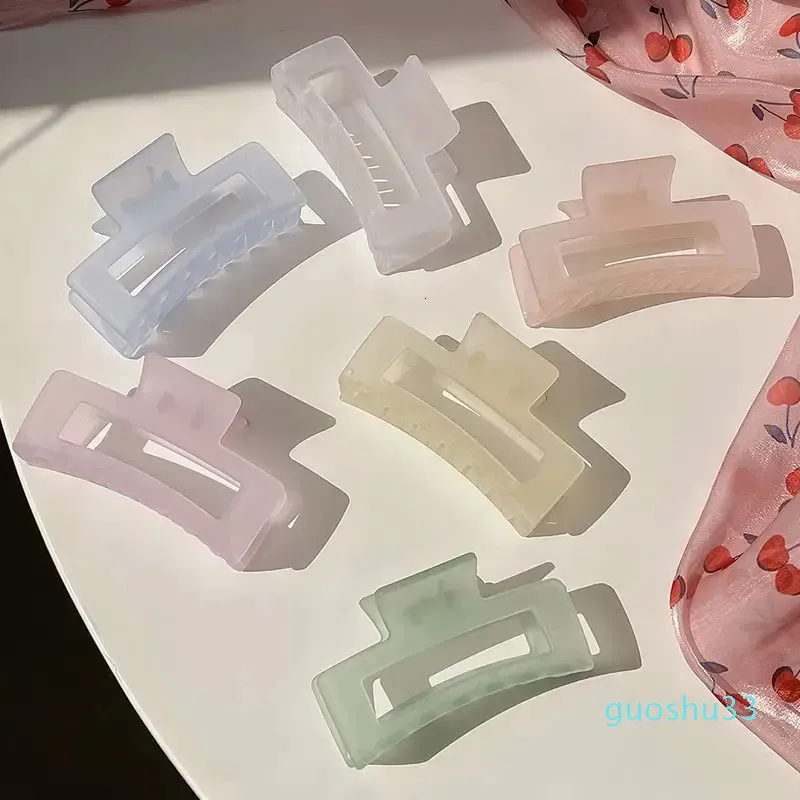 Hoofddeksels Haaraccessoires Mode Klauw voor Dames Meisje Plastic Transparant Grote Clips Cadeau Effen Kleur