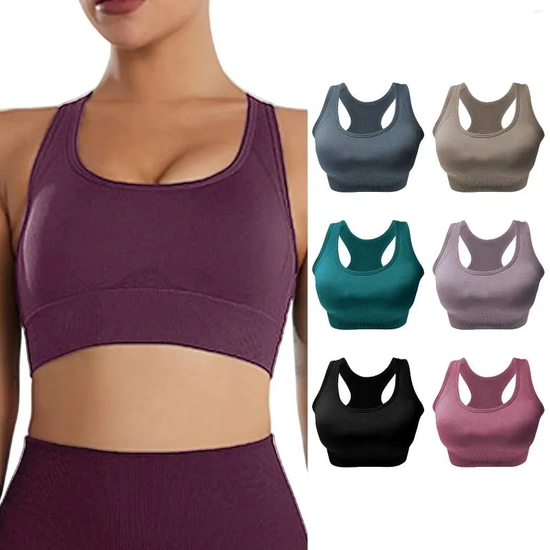 Soutien-gorge de yoga pour femmes, couleur unie, beau dos, séchage rapide, sans couture, en forme de H, résistant aux chocs, décontracté, sport, fitness, yoga