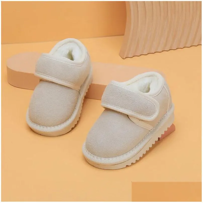 First Walkers Genuine Leather Winter Baby Shoes Warm Plush Toddler Boys Girls Cotton Rubber Sole Outdoor Tennis Fashion Little Kids Bo Dhu26