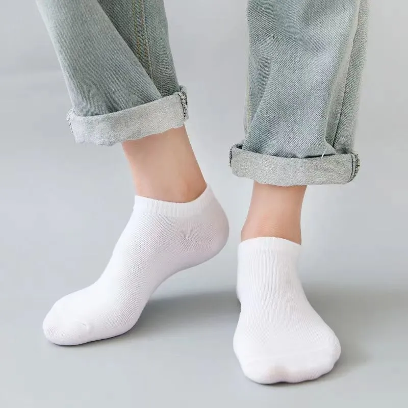 Low Cut Men Socks Black White Gray Breathable Cotton Sports Male Solid Color Short Sock Slippers For Women