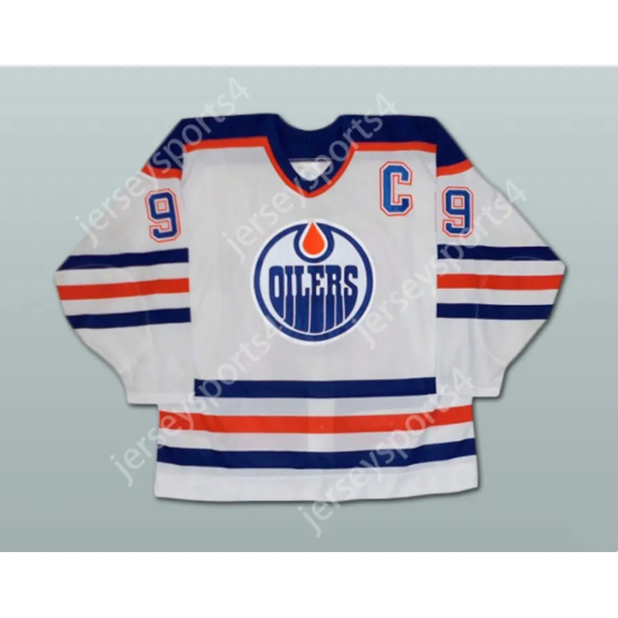 Personalizado EDMONTON OILERS WAYNE GRETZKY 99 WHA DEFUNCT EQUIPO HOCKEY JERSEY NUEVO Top Cosido