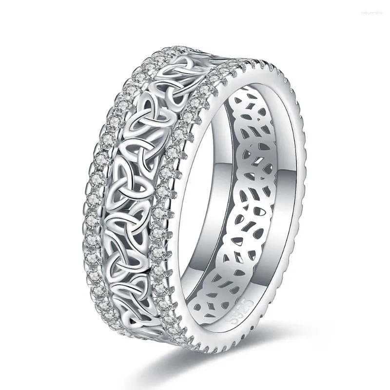 Anéis de cluster 925 prata esterlina celta eternidade casamento cúbico zirconia irlandês promessa noivado jóias presentes do dia dos namorados para mulheres esposa