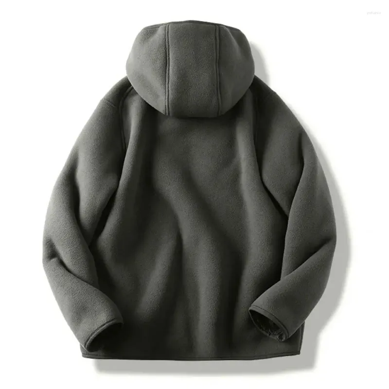 Men's Jackets Hooded Jacket Thick Windproof Zipper Closure Cardigan With Pockets For Fall Winter Streetwear Zippered Coat