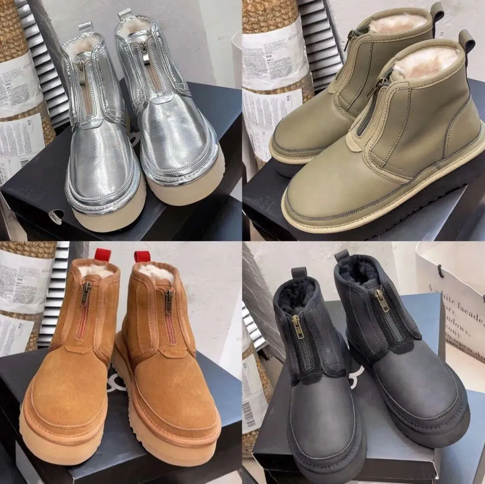 Neumel Platform Zip uggssy Laarzen Klassieke Mini Enkel Snowboots schapenvacht shearling pluche pluizige Dealworld Vrouwen Australië Tazz Tasman Winter Warme Booties Schoenen YIY