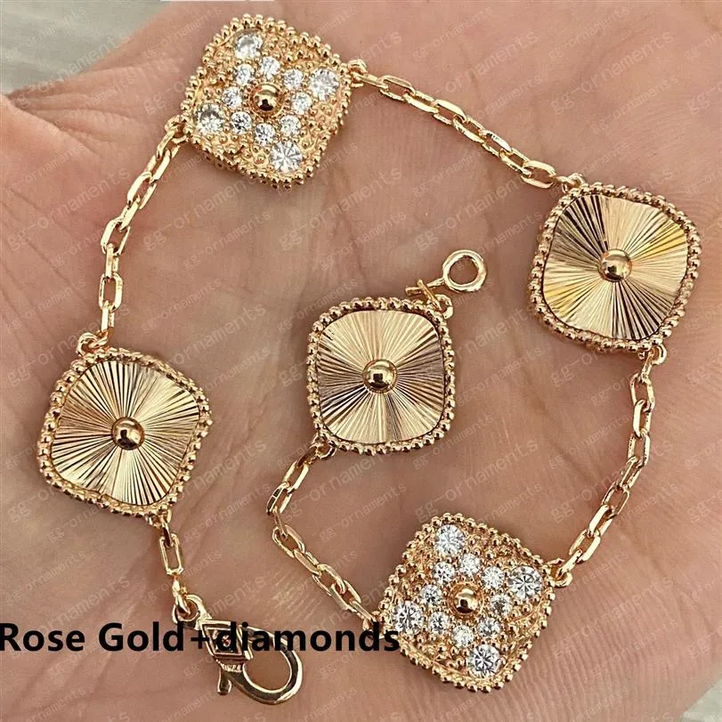 med Diamond Designer Armband 20 Colors Fashion Classic 4 Four Leaf Clover Charm Armband Bangle Chain Agate Shell Wedding Cjewe229q