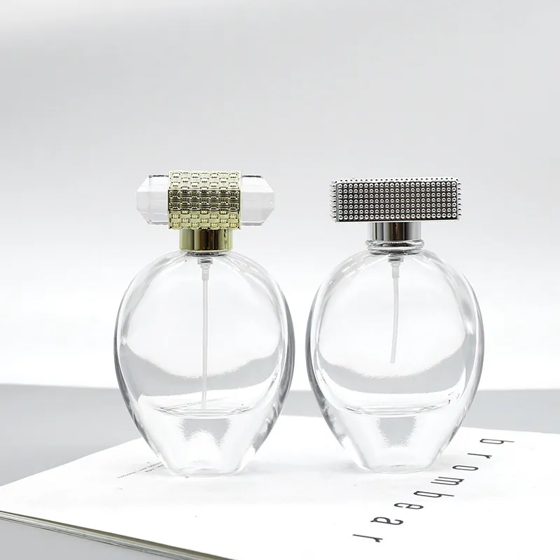 Glass perfume bottle 75ml high-grade spray bottle bayonet Oval bottle Cosmetics empty bottle