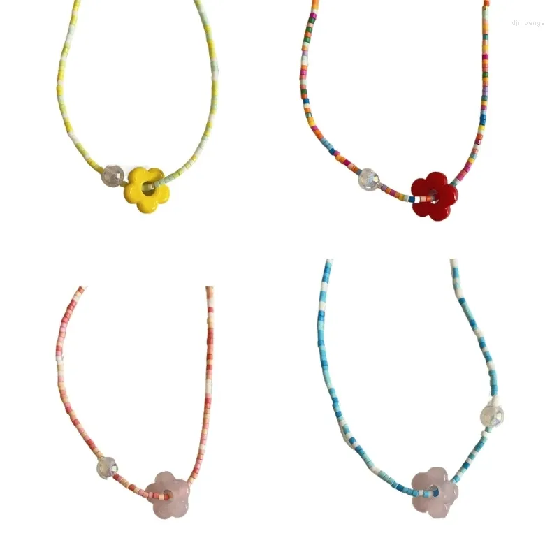 Ожерелья с подвесками E0BF, нежные бисерные цепочки на ключицы, колье, ювелирные изделия из смолы, сладкий дофамин