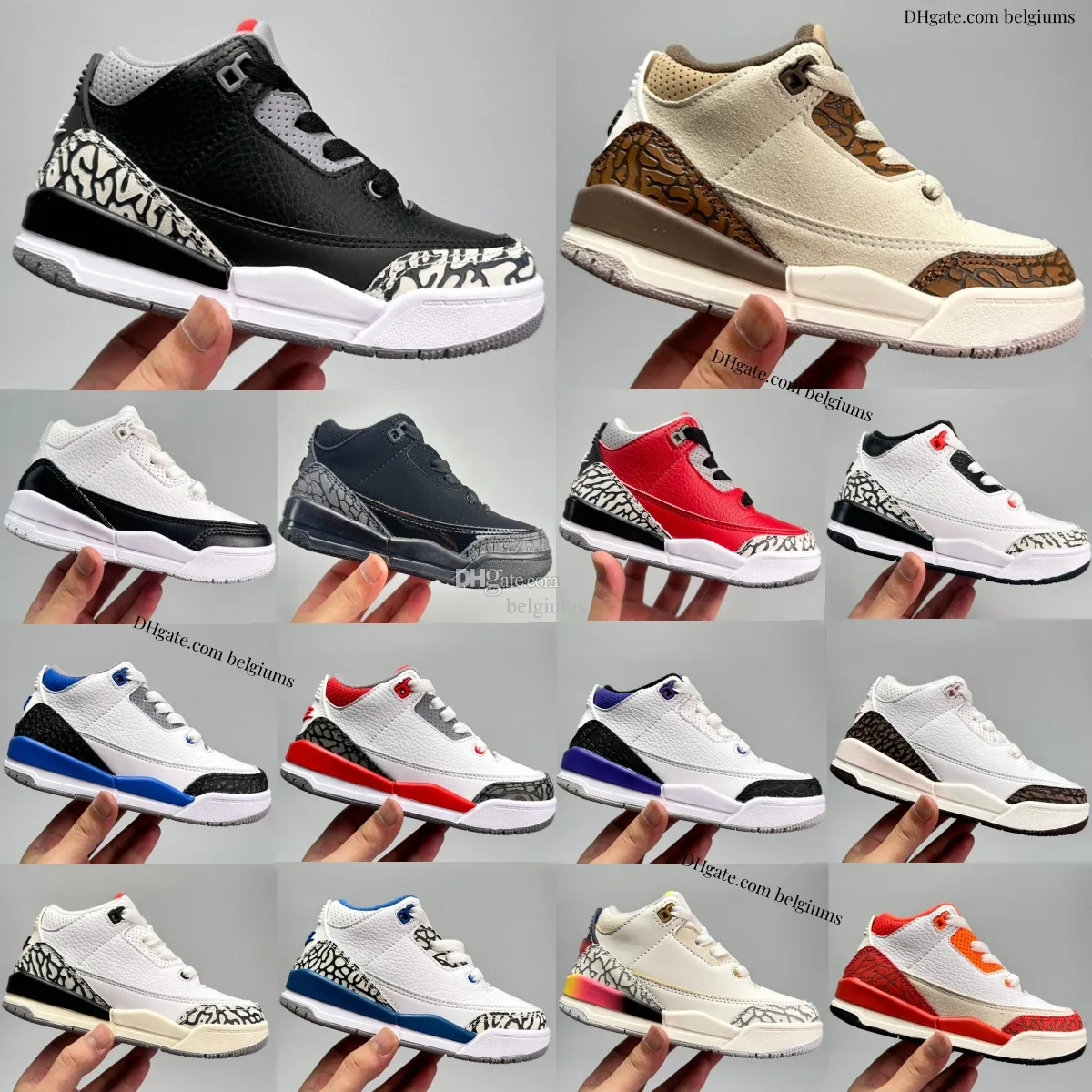 3S Çocuk Ayakkabı Basketbol Yürümeye Başlayan Spor Ayakkabı 3 Tasarımcı Sport Yüksek Kız Çocuklar Çocuklar III Spor Sneaker Runner Trainers Çocuk Gençlik Infatns Bebek Açık Ayakkabı Ateş Kırmızı Çimento