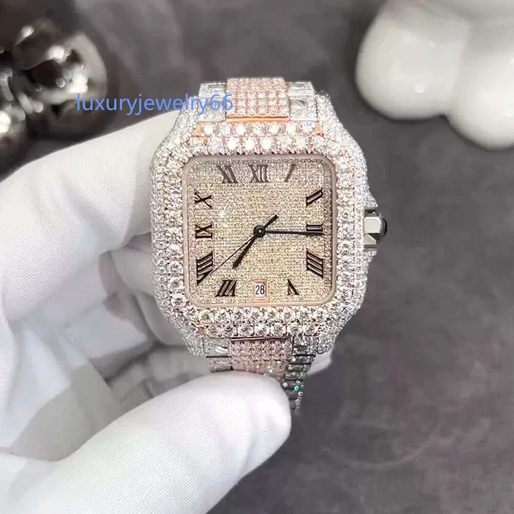 Custom Light Jewelry Beautiful Luxury Vvs Hand Setting Men Brand Moissanite Diamond Watches